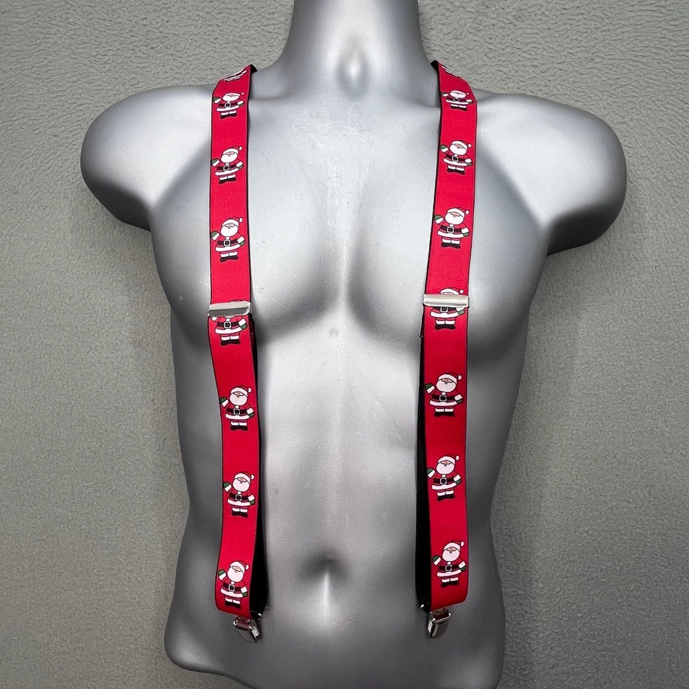 Pelican USA Men Suspenders Red Santa Claus Pattern Adjustable One Size Christmas